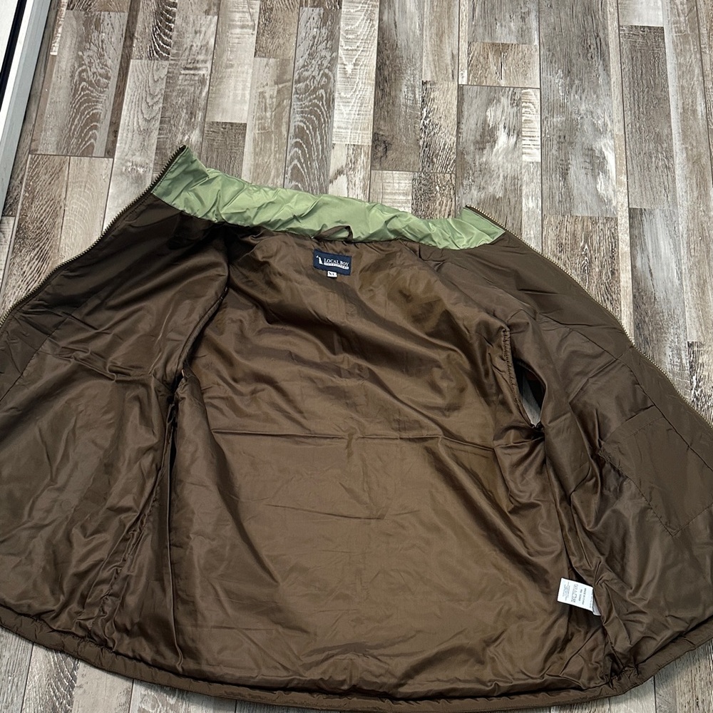 Local Boy Men's Colorblock Brick Quilted Puffer Vest in Green/Orange/Brown. NWOT - Picture 7 of 9